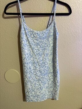 blue flower mini dress